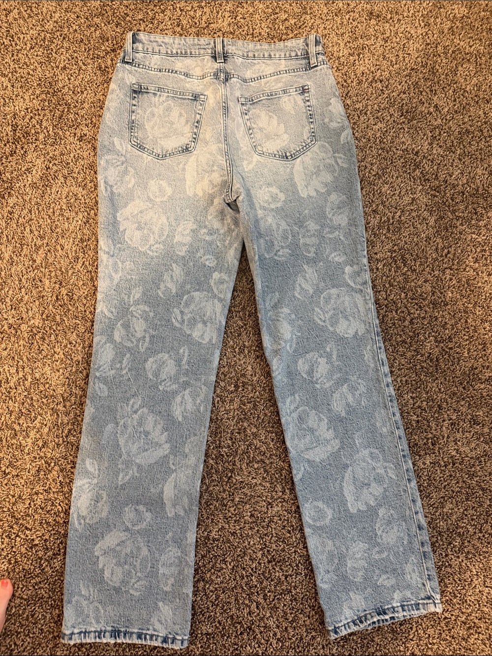 Straight Leg Floral-Print Women's Jeans in Light Blue - Picture 2 of 3